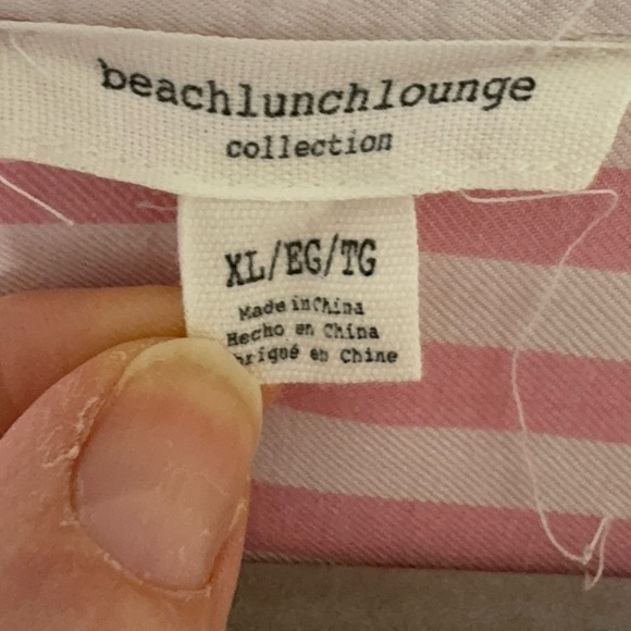 Beach Lunch Lounge Pink Stripe Popover Blouse Size Xl - Picture 4 of 5